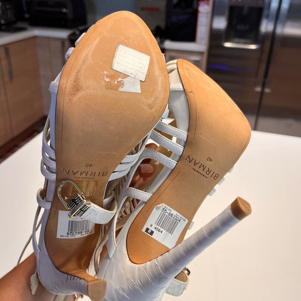 Alexandre Birman White Loretta Python Heels Size … - image 7